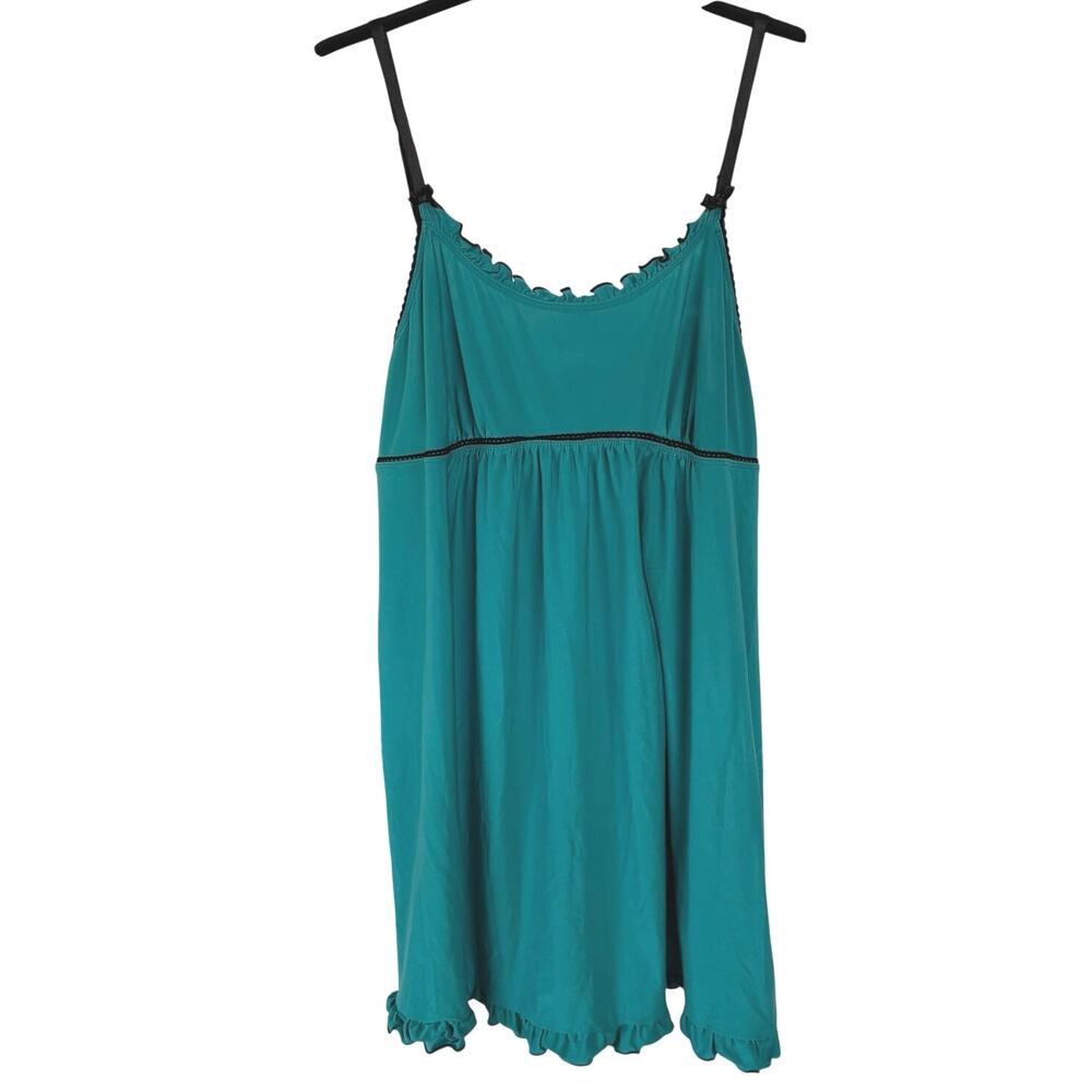 Y2K Babydoll Teal Mini Slip Dress Lolita Bows Ruffle Lingerie Kawaii Large